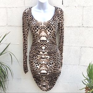 Tart Leopard print long sleeve sexy party dress XS